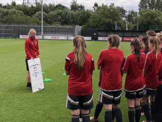 Elise Hughes at FAW Trust UEFA B coaching course at Newport, South Wales