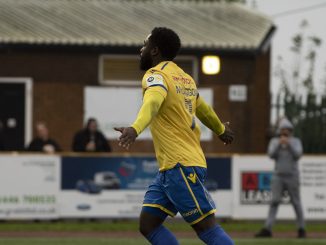 Kayne McLaggon celebrates a goal