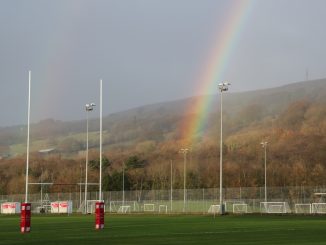 Rainbow over USW Sport Park in Treforest, Pontypridd- Photo credit Ben Thomas
